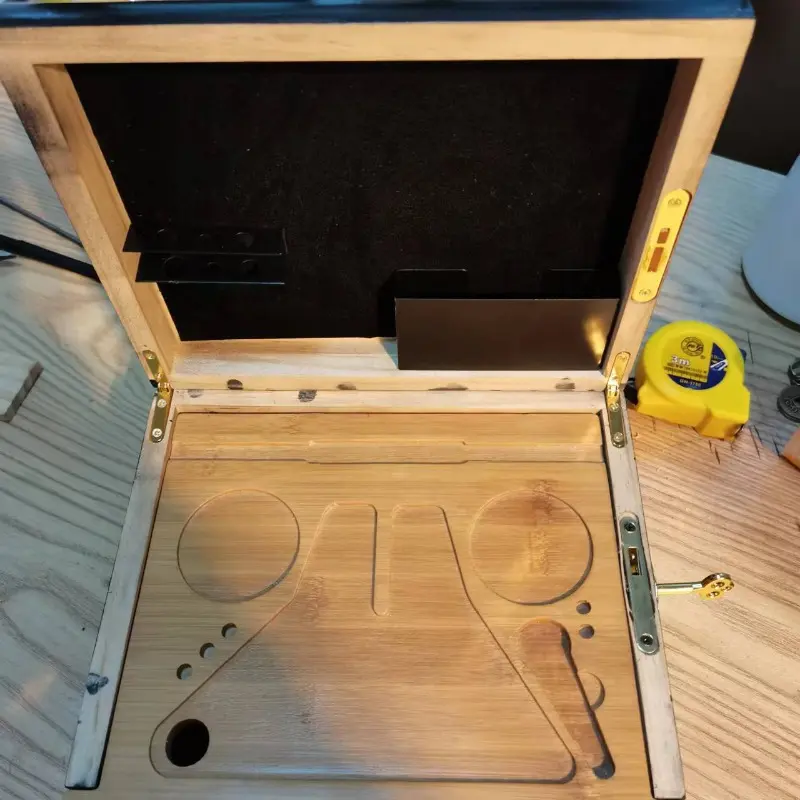 Bamboo Storage Box With Lock Candy Storage Box Movable Tray Tea Cigarettes Operationed Trays Cut Tobacco Reel Handmade BOX