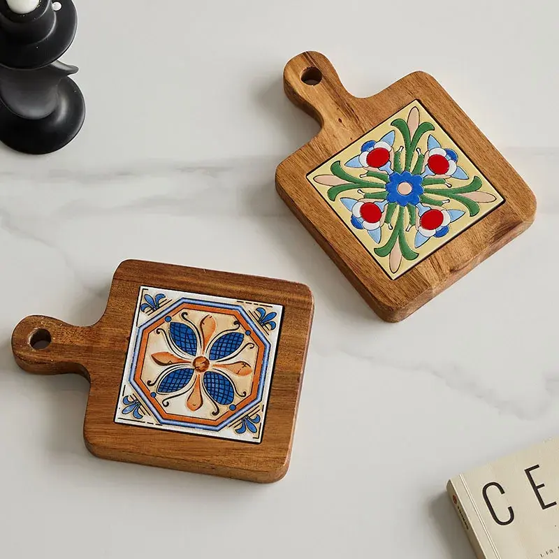 Hot Sale Home Wood Tiles Pot Mat Anti-Scalding Plate Mat Drink Coasters Wooden Placemats for Hot Tea Pots Non-slip Cup Mat