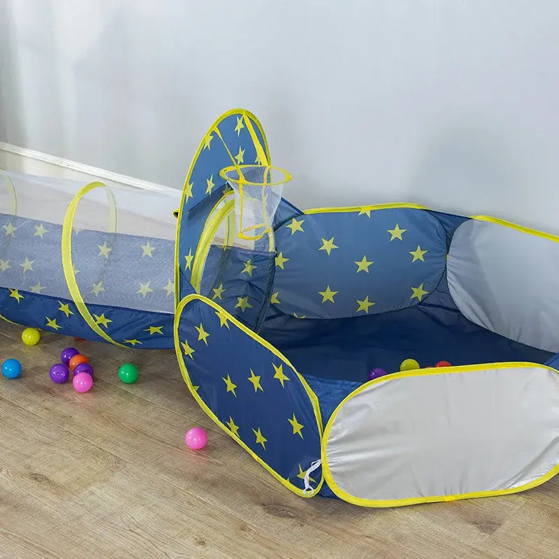3 in 1 Portable Rocket Children's Tent Toys Camping Tent Kids Ball Pool for Children Play House Crawling Tunnel Pop-up Tent