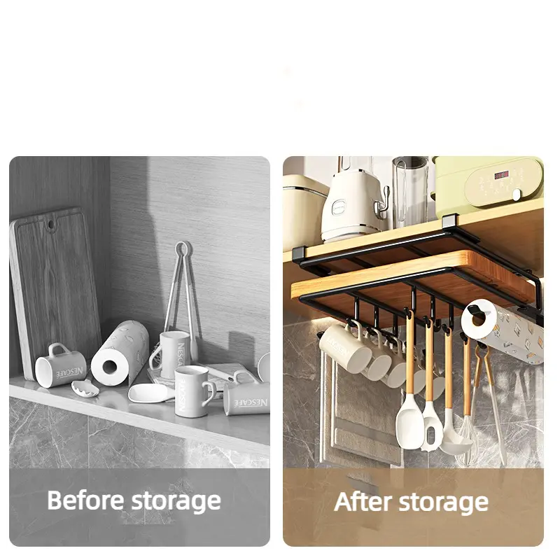 Kitchen Under Cabinet Storage Rack Chopping Board Organizer Perforation Free Stainless Steel Pot Cover Versatile Storage Cabinet