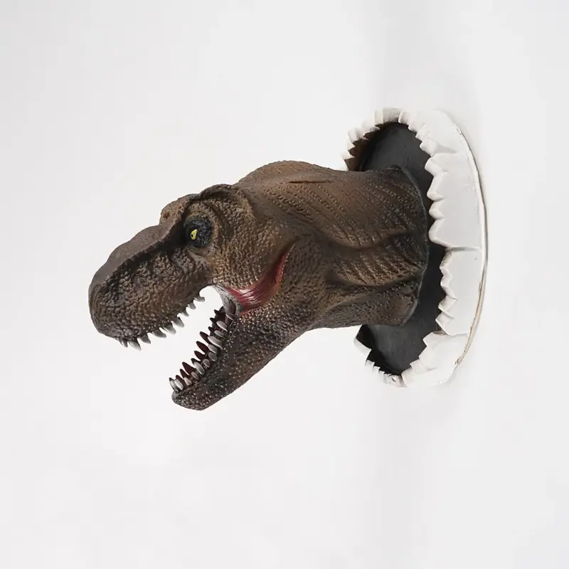Wall Mounted Dinosaur Bust Tyrannosaurus Head Sculpture Latex Foam Wall Hanging for Kids Room Bar Wall Home Decoration