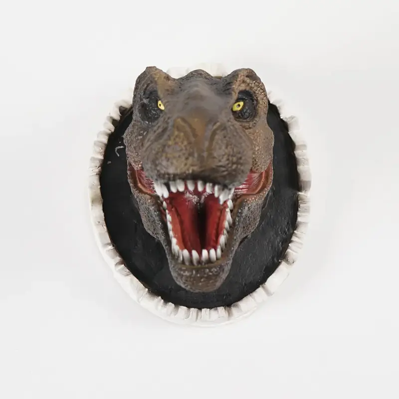 Wall Mounted Dinosaur Bust Tyrannosaurus Head Sculpture Latex Foam Wall Hanging for Kids Room Bar Wall Home Decoration