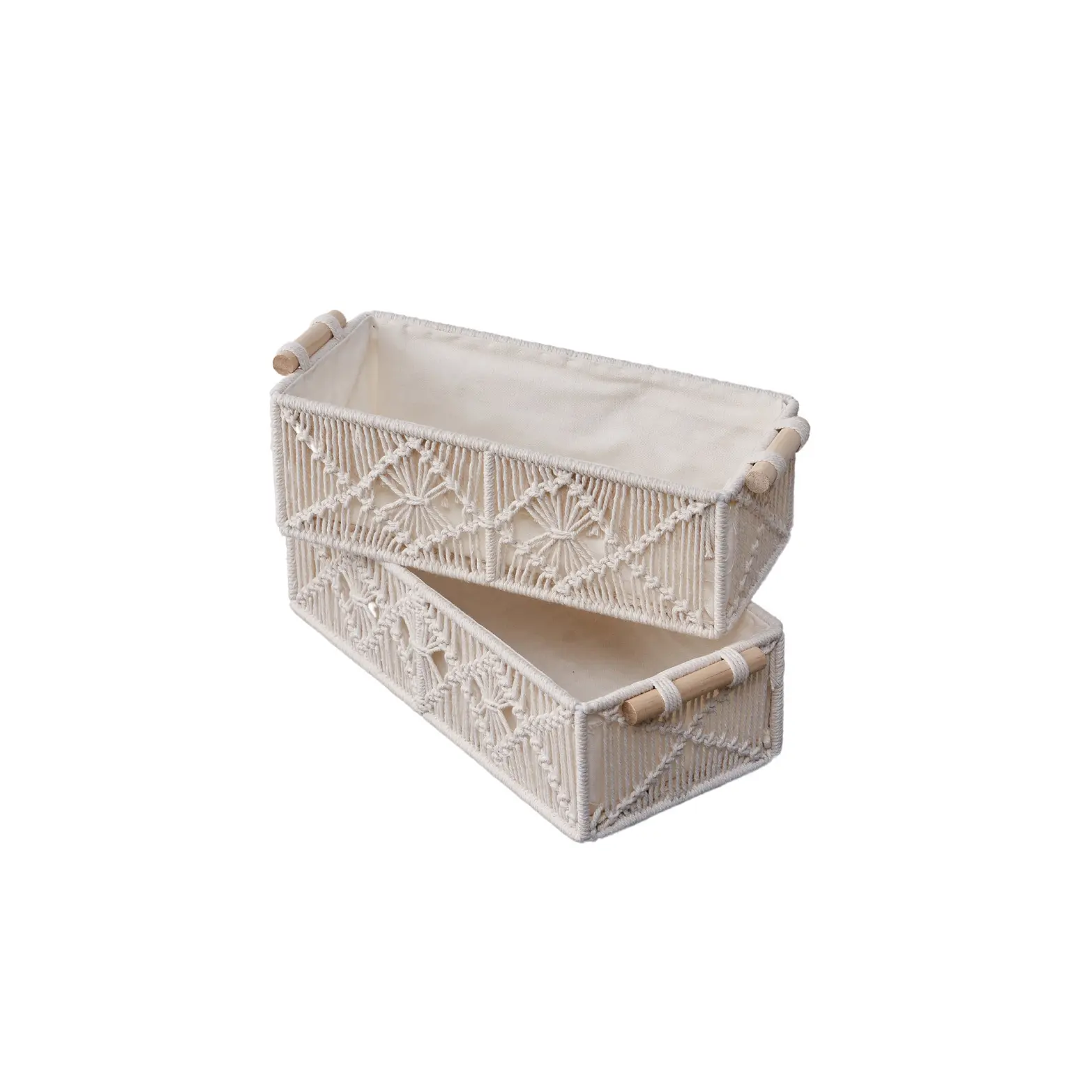 Handmade Woven Basket Cotton Rope Storage  Book Toy Desktop Sundries Storage Box Literary and Retro Style