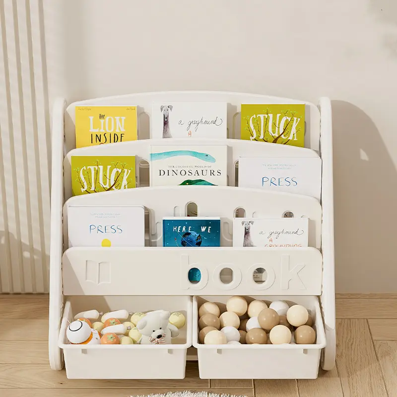 Children's Bookshelf Home Bedroom Children's Picture Books Toy Storage Cabinet Snacks Sundries Organizer Rack Floor Standing