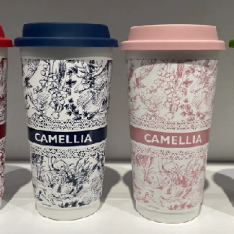 Ceramic Coffee Mug Portable Water Cup with Silicone Lid Large Capacity Milk Tea Cup Office Home Dust-proof Mugs Drinkware