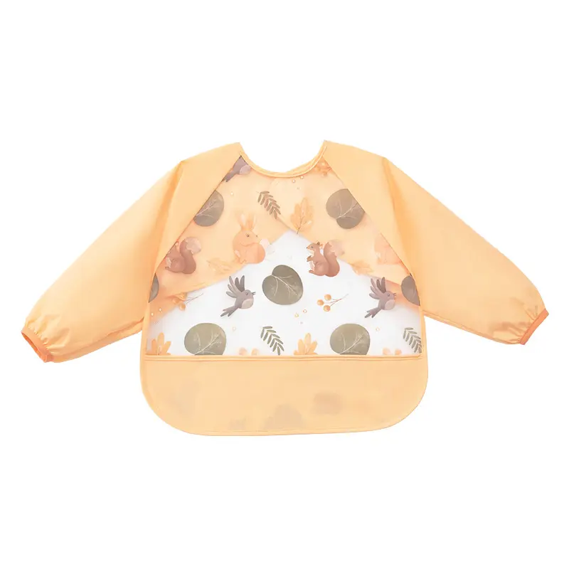 Baby Long Sleeve Scarf Waterproof Preschool Art Hoodie Feeding Baby Neck Apron Baby Boys and Girls Linen Neck Waterproof
