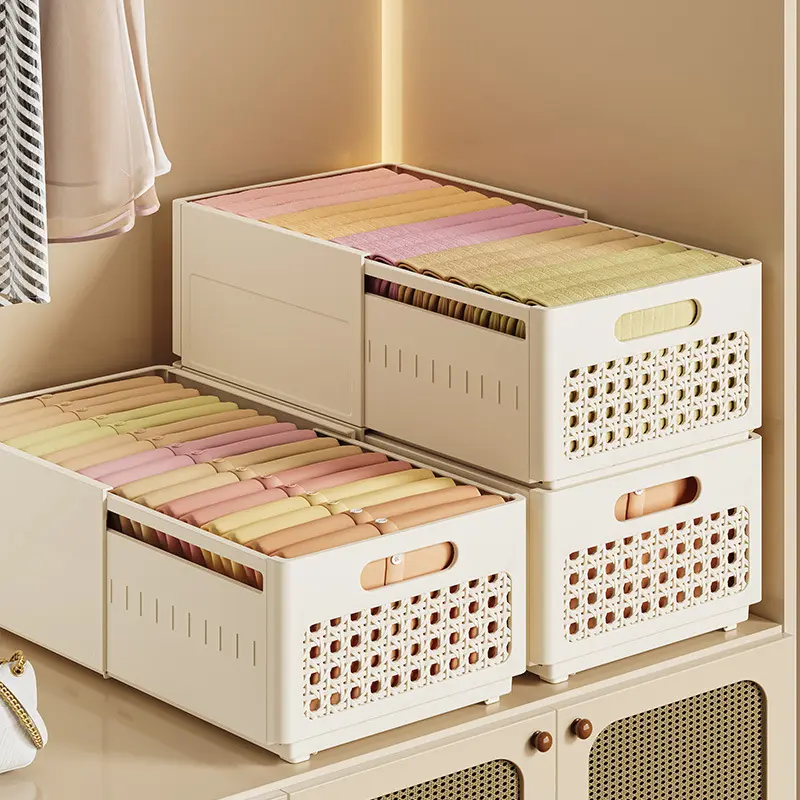 Household Plastic Folding Storage Box Collapsible Crate Desktop Holder Stationery Makeup Sundries Storage Basket Home Storage