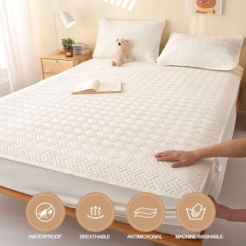 Luxury Waterproof Mattress Protector - Anti-Mite & Antibacterial, Mattress Cover, Noiseless,for Single or Couple Bed Size