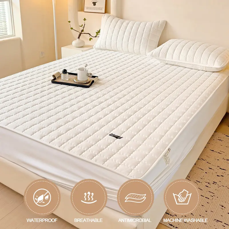 Waterproof Mattress Protector Soft Breathable Mattress Cover Antibacterial Bedspread Durable Non-Slip Bed Cover Hypoallergenic