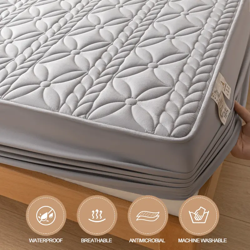 Waterproof  Mattress Protector - Mattress Cover Antibacterial, Anti-mites,Hypoallergenic, Fitted Sheet for Single/Couple Bed