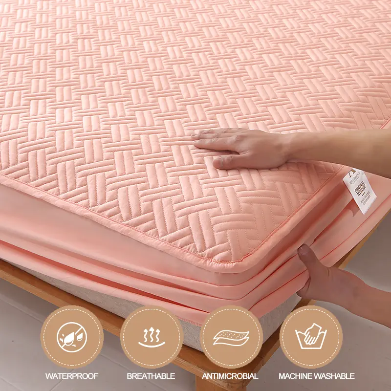 Waterproof Anti-Mite Mattress Cover - Mattress Protector Hypoallergenic & Antibacterial, Silent Thick Single Couple Bed Cover