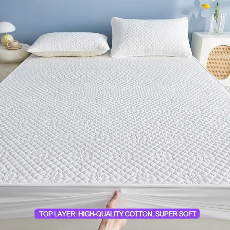 New Waterproof Mattress Protector Breathable Mattress Cover Anti-mite Anti-bacterial 160x200 140x200 Single Double, White
