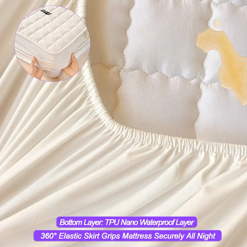 Waterproof Mattress Protector Soft Breathable Mattress Cover Antibacterial Bedspread Durable Non-Slip Bed Cover Hypoallergenic
