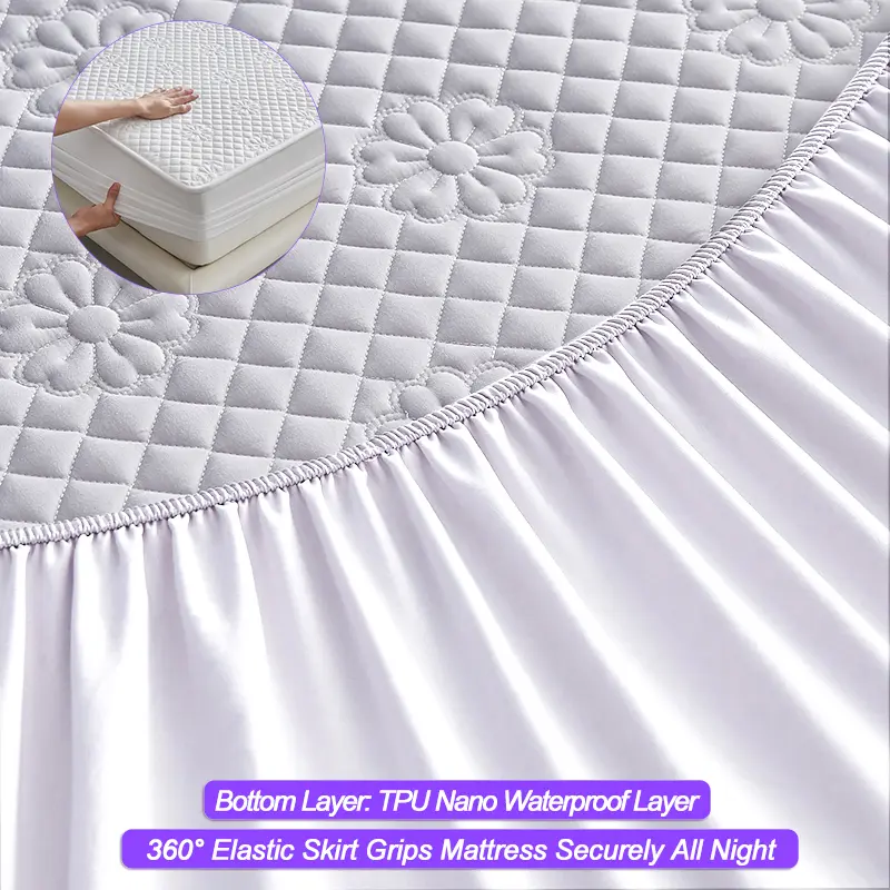 New Waterproof Mattress Protector Breathable Mattress Cover Anti-mite Anti-bacterial 160x200 140x200 Single Double, White