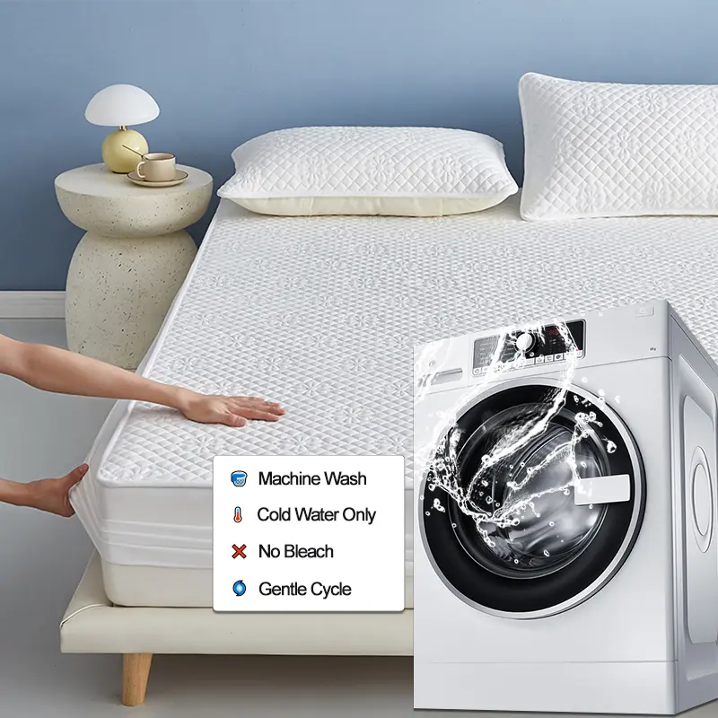 New Waterproof Mattress Protector Breathable Mattress Cover Anti-mite Anti-bacterial 160x200 140x200 Single Double, White