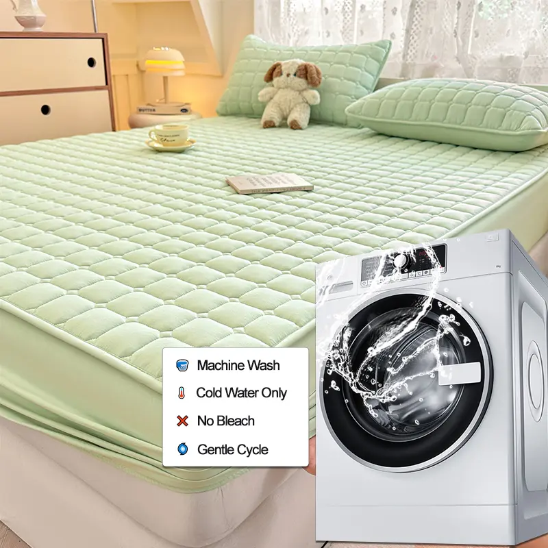 Luxury Waterproof Mattress Cover, Antibacterial, Anti-mites Mattress Protector, Quiet, Bed Cover,Fitted Sheet, Many Sizes
