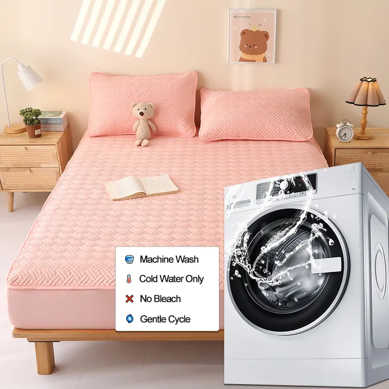 Waterproof Anti-Mite Mattress Cover - Mattress Protector Hypoallergenic & Antibacterial, Silent Thick Single Couple Bed Cover
