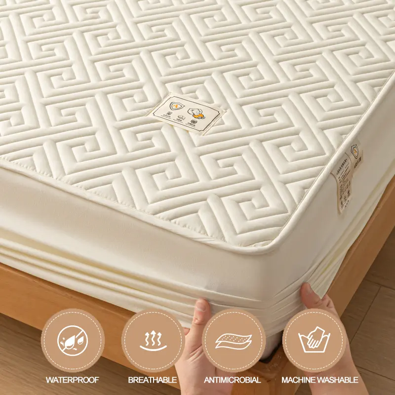 Waterproof Mattress Protector, Quilted Mattress Cover, Anti-Bacterial & Anti-Mite, Breathable, Noiseless, Bed Cover Easy to Care
