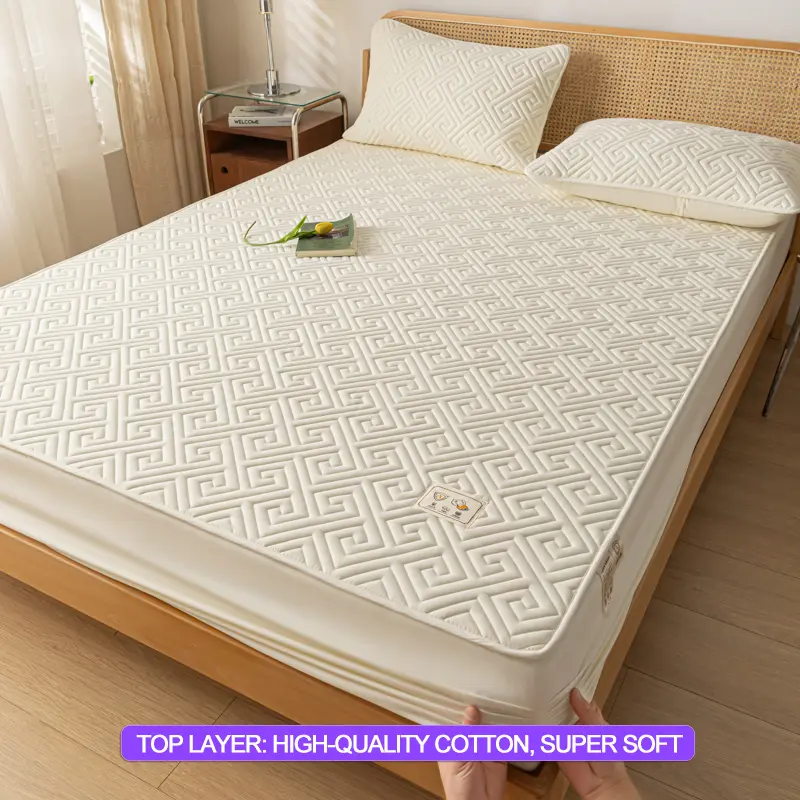 Waterproof Mattress Protector, Quilted Mattress Cover, Anti-Bacterial & Anti-Mite, Breathable, Noiseless, Bed Cover Easy to Care