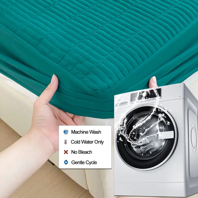 Waterproof Mattress Protector - Breathable Mattress Cover, Anti-Mite & Anti-Bacterial - Fitted Sheet for Single/Double/Lnk green