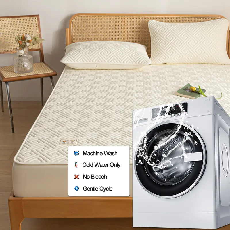 Waterproof Mattress Protector, Quilted Mattress Cover, Anti-Bacterial & Anti-Mite, Breathable, Noiseless, Bed Cover Easy to Care