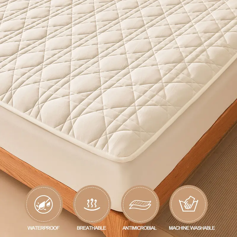 Hotel Quality Mattress Protector - Waterproof & Silent, Anti-Mite,Cotton Top Layer Mattress Cover,Bed Cover, Fitted Sheet