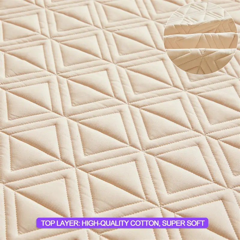 Waterproof Mattress Cover Thicken Mattress Protector Quilted Breathable Bed Fitted Sheet Anti-mite Anti-bacterial, Khaki