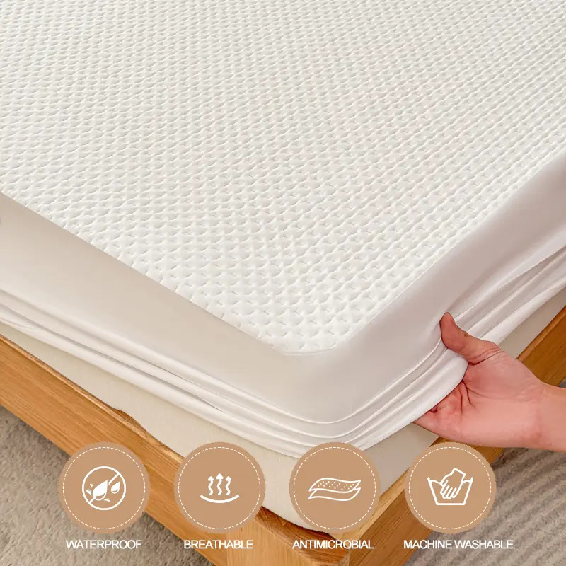 Waterproof Mattress Protector - Mattress Cover, Thickened, Breathable, Hypoallergenic, Anti-Bacterial Fitted Sheet, White