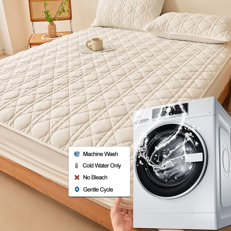 Hotel Quality Mattress Protector - Waterproof & Silent, Anti-Mite,Cotton Top Layer Mattress Cover,Bed Cover, Fitted Sheet