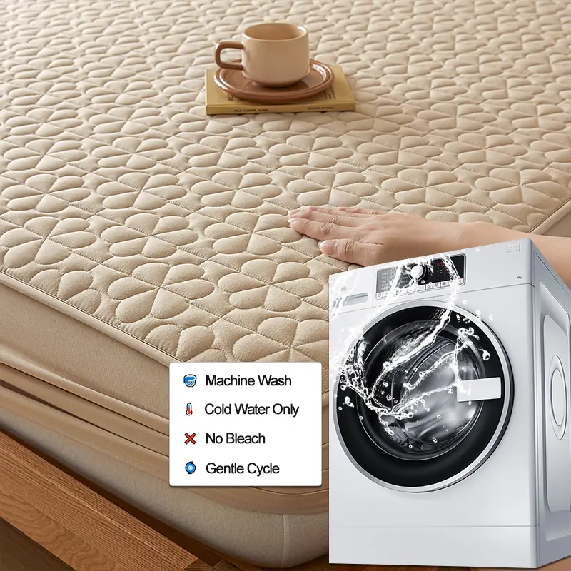 Waterproof Mattress Protector Premium Mattress Cover- Hypoallergenic Antibacterial,Anti-mites,for Single Couple Bed, Khaki