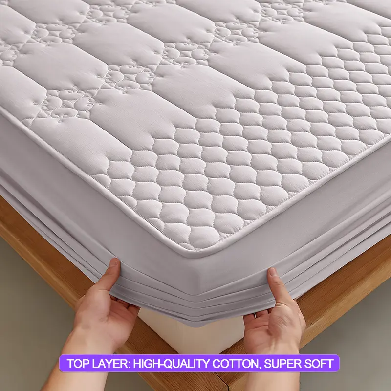 Waterproof Mattress Protector - Mattress Cover, Noiseless & Hypoallergenic, 100% Cotton Surface Layer,Cooling Breathable,Grey