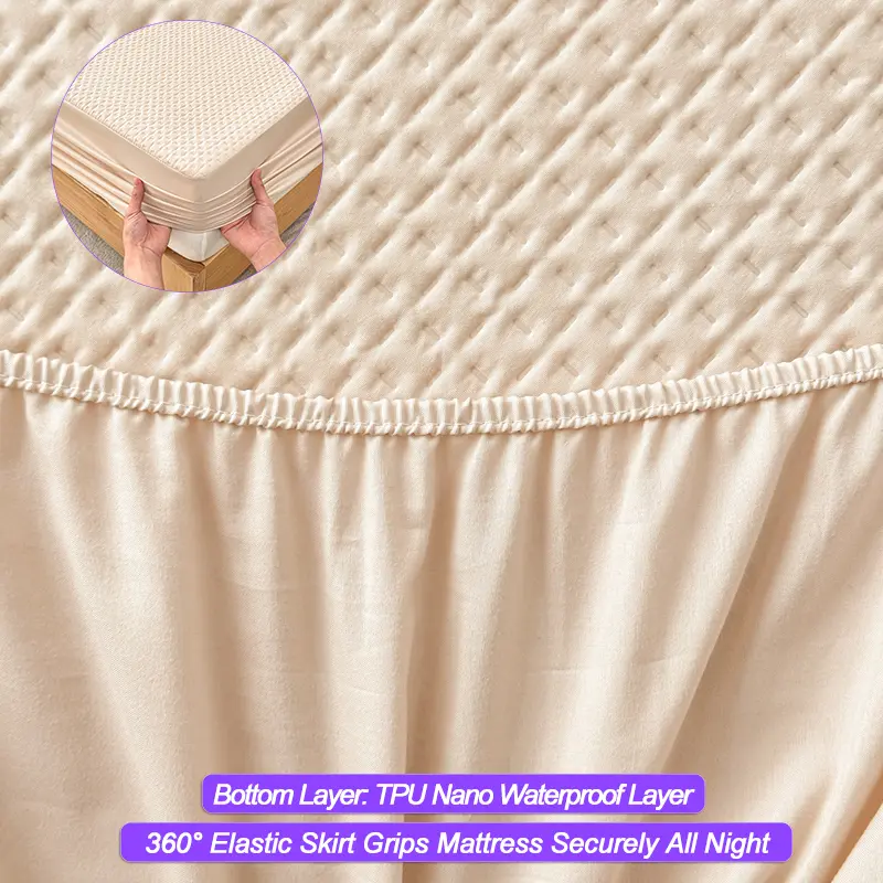 Waterproof Mattress Protector - Mattress Cover, Thickened, Breathable, Hypoallergenic, Anti-Bacterial Fitted Sheet, Khaki