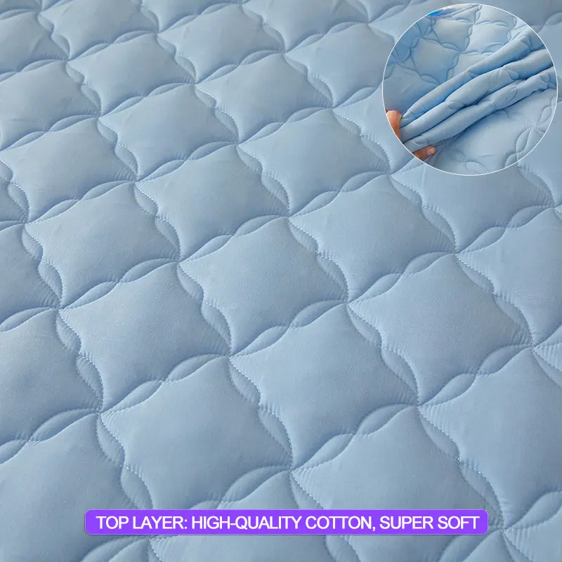 Luxury Waterproof Mattress Protector Thickened Durable Mattress Cover,Noiseless, Anti-Bacterial Anti-mites, Hypoallergenic,Blue