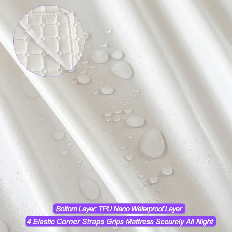 No-Slip Waterproof Mattress Cover - Anti-Mite & Breathable Mattress Protector, Thick Fitted Sheet, Elastic Corner Straps