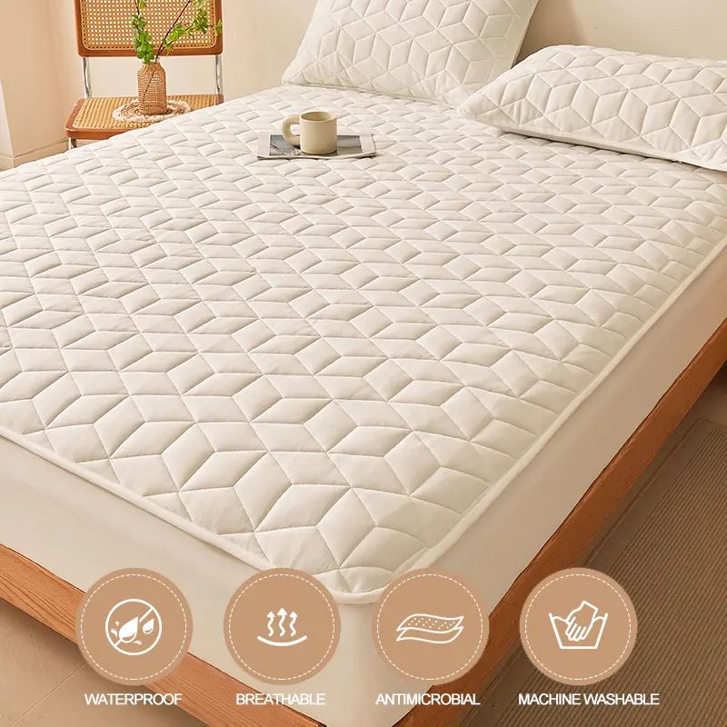 High Quality Waterproof Mattress Protector - Various Size Mattress Cover, Noiseless & Hypoallergenic, 100% Cotton Top Layer