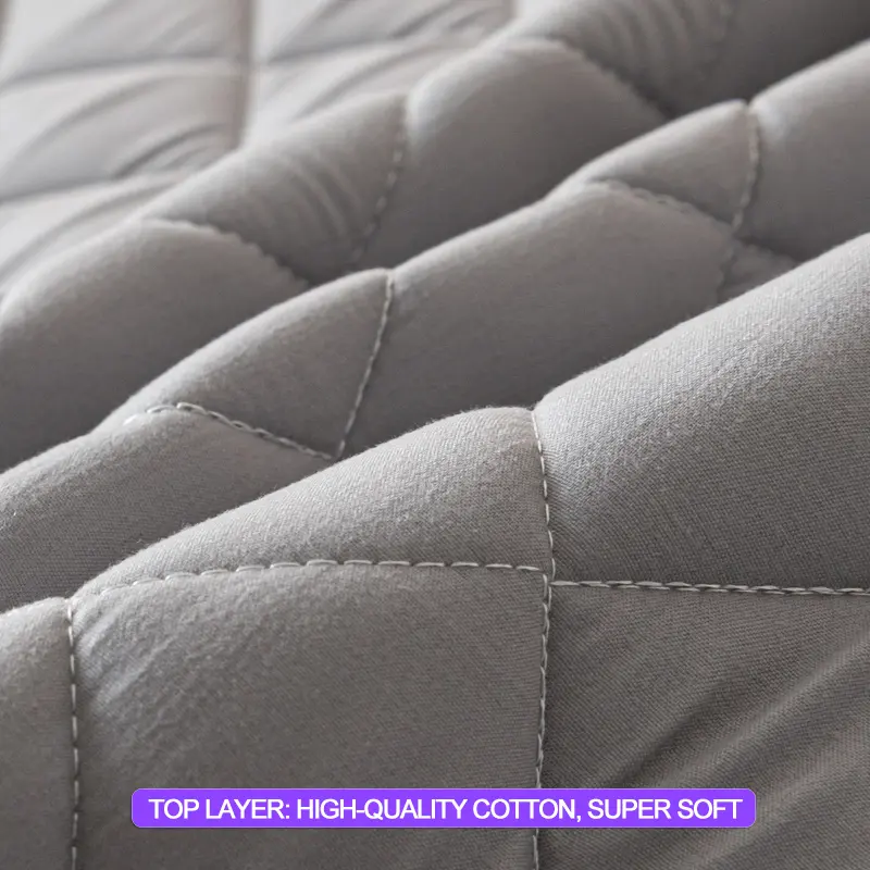 Premium Waterproof Mattress Protector Mattress Cover - Noiseless, Anti-Bacterial, Hypoallergenic, Anti-Slip & Breathable, Grey