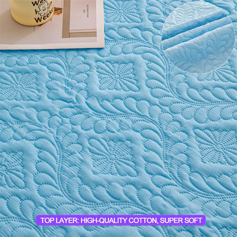 Hypoallergenic Waterproof Mattress Protector - Breathable Anti-Mite & Anti-Bacterial Mattress Cover, Single/Double, Light blue