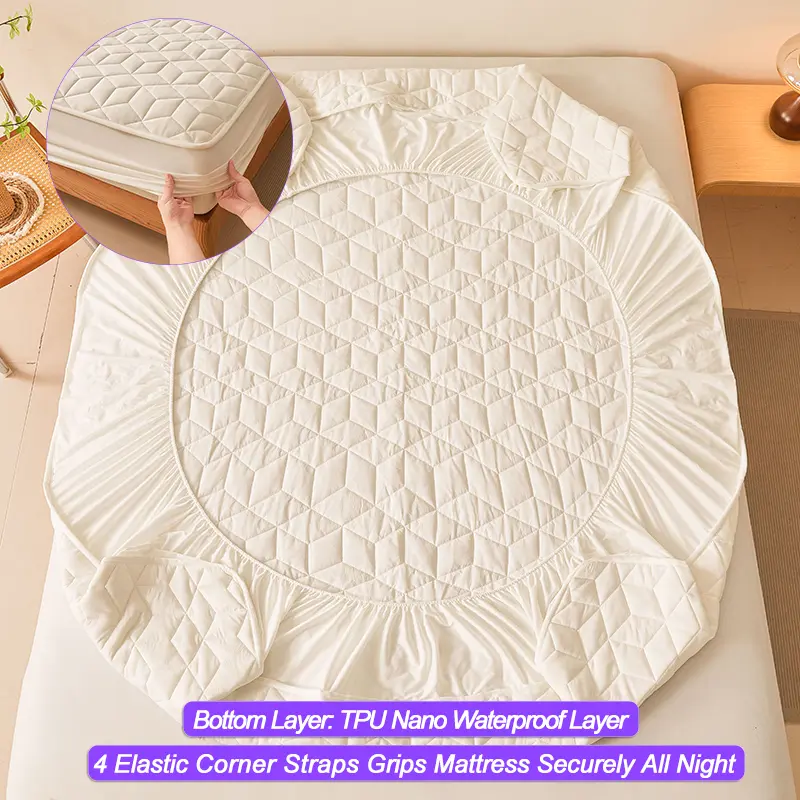 High Quality Waterproof Mattress Protector - Various Size Mattress Cover, Noiseless & Hypoallergenic, 100% Cotton Top Layer