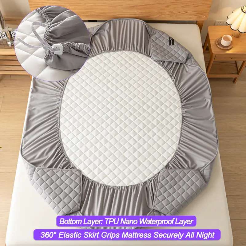 Premium Waterproof Mattress Protector Mattress Cover - Noiseless, Anti-Bacterial, Hypoallergenic, Anti-Slip & Breathable, Grey