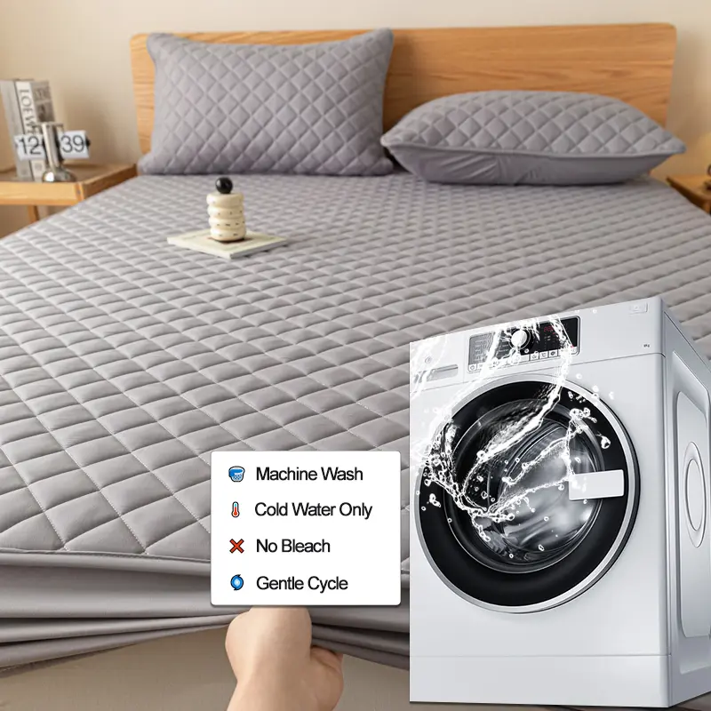 Premium Waterproof Mattress Protector Mattress Cover - Noiseless, Anti-Bacterial, Hypoallergenic, Anti-Slip & Breathable, Grey