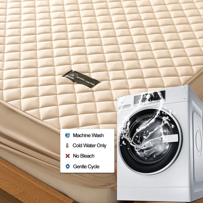 Premium Waterproof Mattress Protector Mattress Cover - Noiseless, Anti-Bacterial, Hypoallergenic, Anti-Slip & Breathable, Khaki