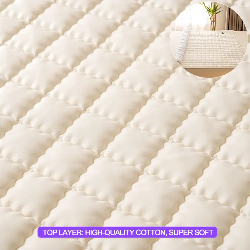 Waterproof Mattress Cover with 4 Corner Straps,Breathable Antibacterial Anti-mites Mattress Protector,Thick Fitted Sheet,White