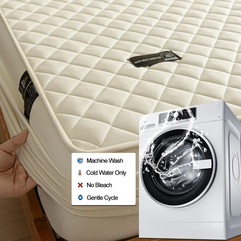 Premium Waterproof Mattress Protector Mattress Cover - Noiseless, Anti-Bacterial, Hypoallergenic, Anti-Slip & Breathable,White