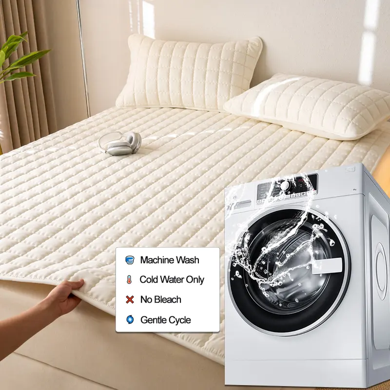 Waterproof Mattress Cover with 4 Corner Straps,Breathable Antibacterial Anti-mites Mattress Protector,Thick Fitted Sheet,White