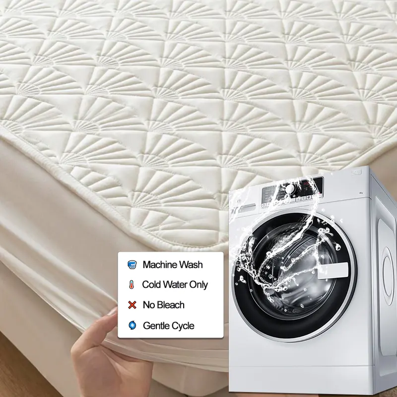 Premium Waterproof Mattress Cover Thickened Durable Mattress Protector- Noiseless, Anti-Bacterial, Anti-mites,Breathable, White