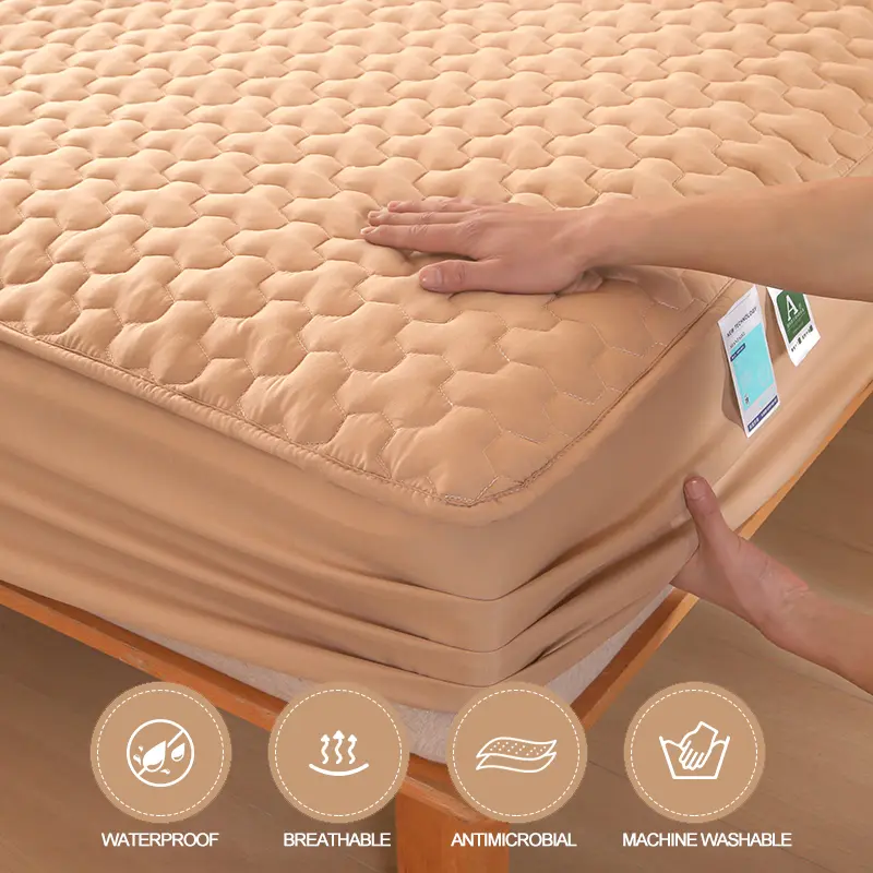 Luxury Waterproof Mattress Protector - Anti-Mite Mattress Cover, Hypoallergenic Bed Cover, Silent Fitted Sheet, Deep Pocket