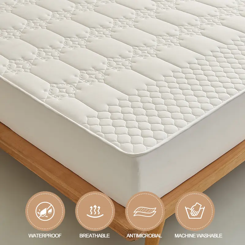 Waterproof Mattress Protector - Mattress Cover, Noiseless & Hypoallergenic, 100% Cotton Surface Layer,Cooling Breathable