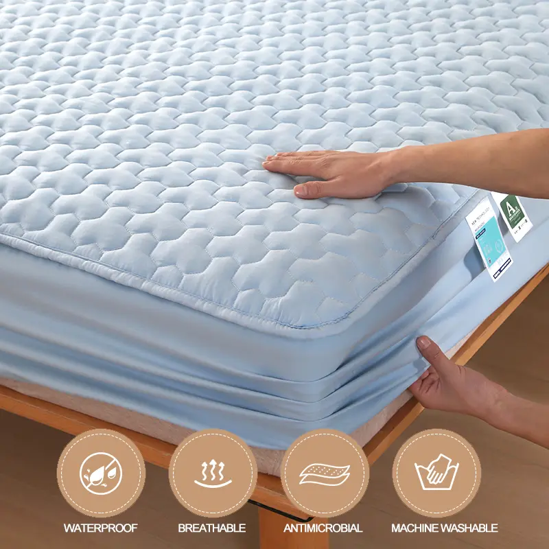 Luxury Waterproof Mattress Cover - Mattress Protector Anti-Mite & Antibacterial, Noiseless Bed Cover, for Single or Double Bed