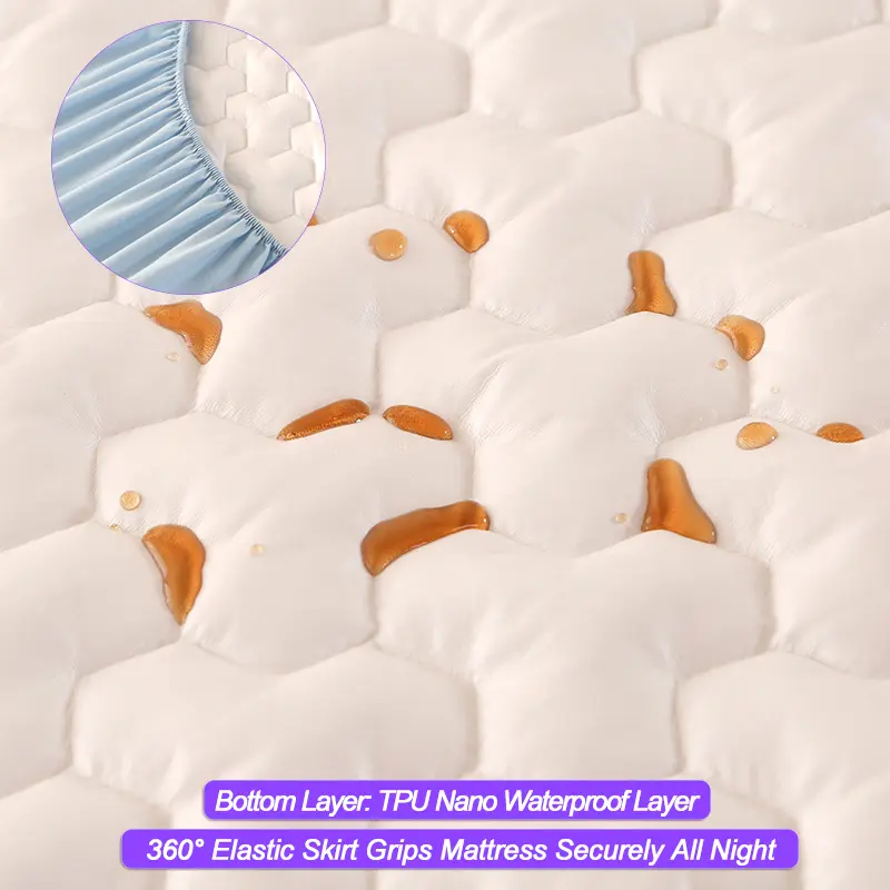 Luxury Waterproof Mattress Cover - Mattress Protector Anti-Mite & Antibacterial, Noiseless Bed Cover, for Single or Double Bed