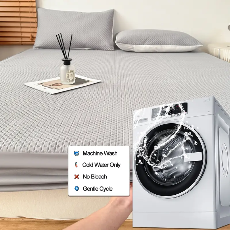 Waterproof Mattress Protector - Mattress Cover, Thickened, Breathable, Hypoallergenic, Anti-Bacterial Fitted Sheet, Grey